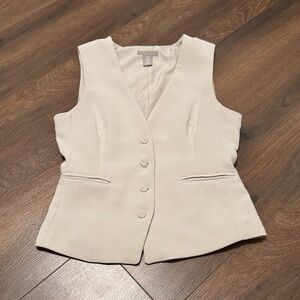 H&M Cream Tailored Vest XS Sleeveless Blazer Top Button Front Minimalist Chic